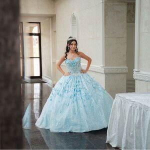 Elegant Light Blue Ball Gown / quinceanera dress